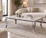 Table basse Baroque – Marbre & Argenté