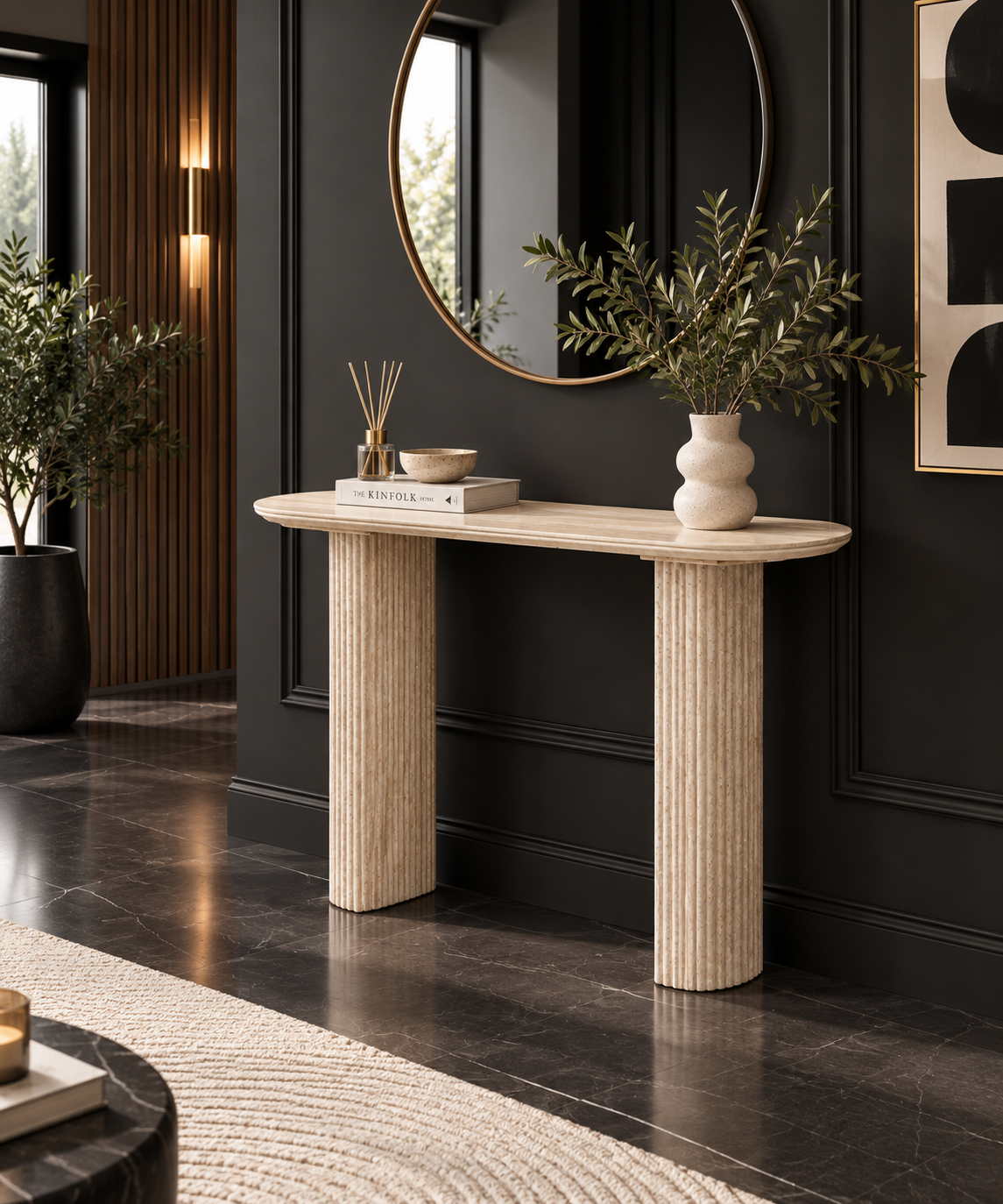 Console Calypso – Plateau Céramique & Piètement Sculptural