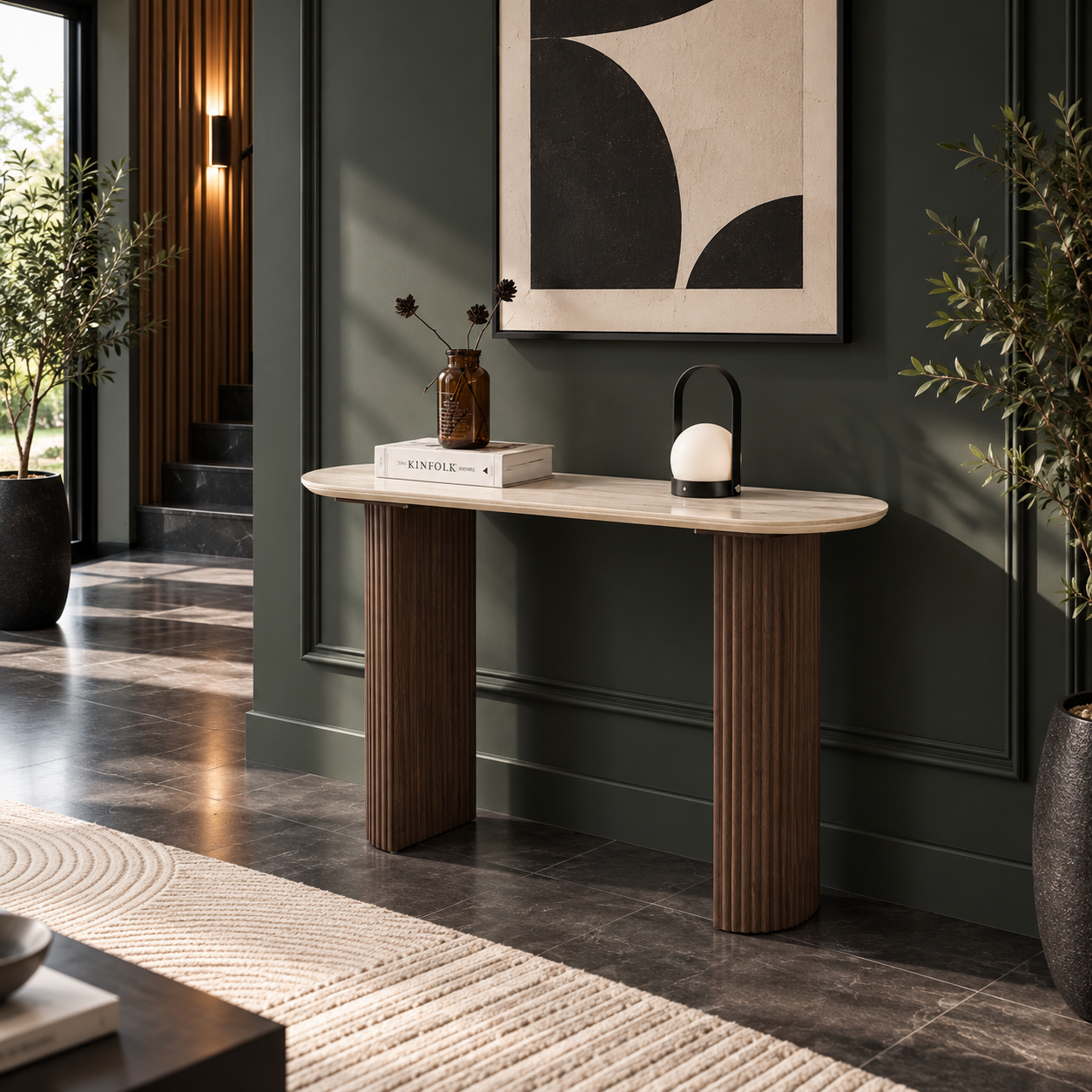Console Calypso – Plateau Céramique & Piètement Sculptural