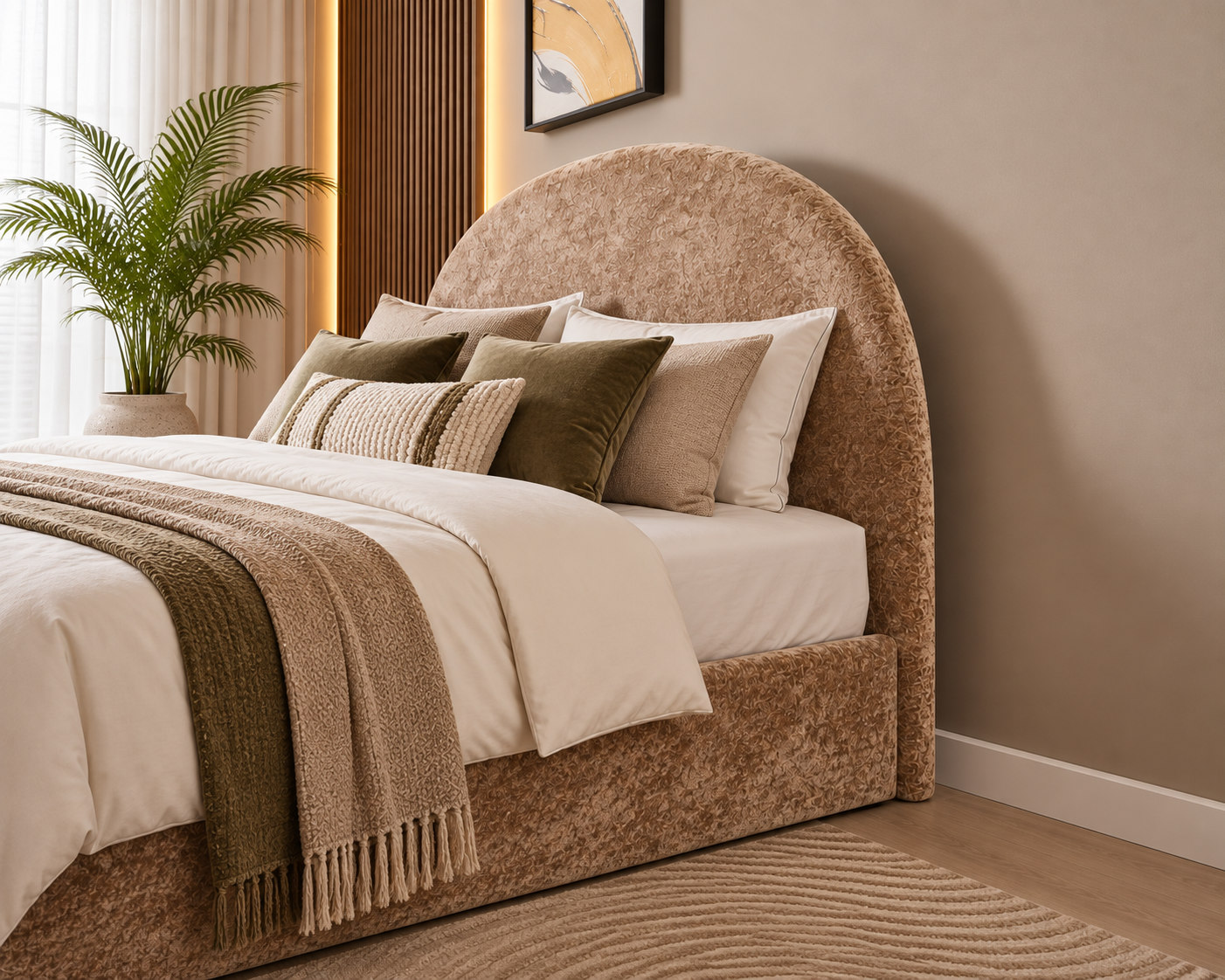 Lit coffre Valentina – Tissu polaire Moka