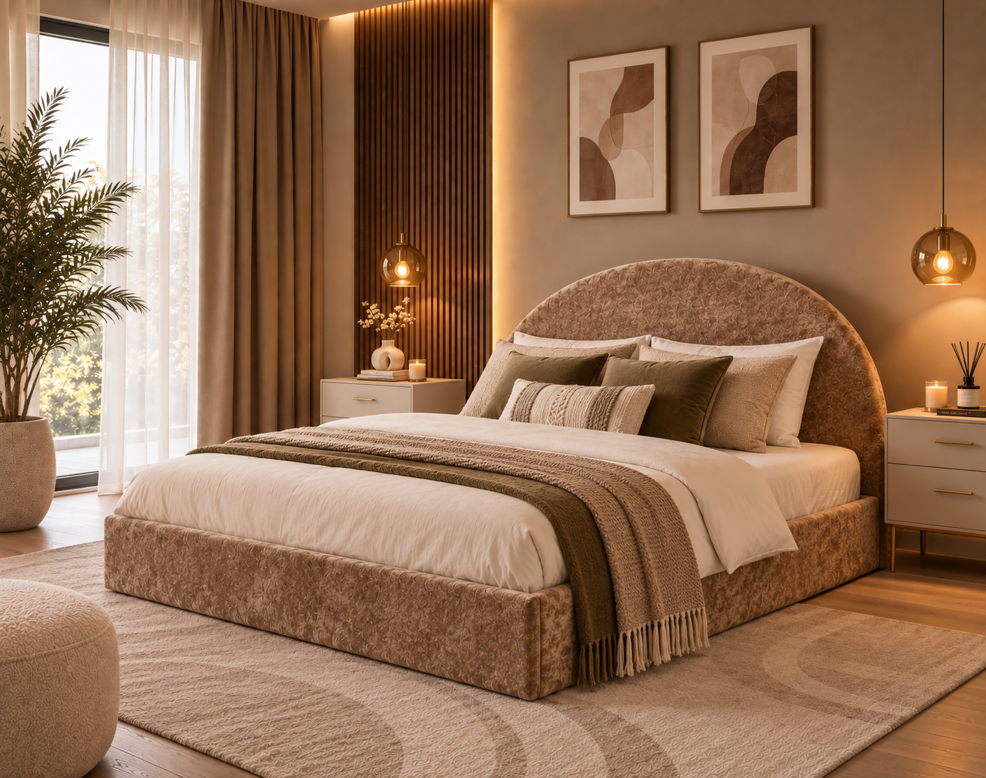 Lit coffre Valentina – Tissu polaire Moka