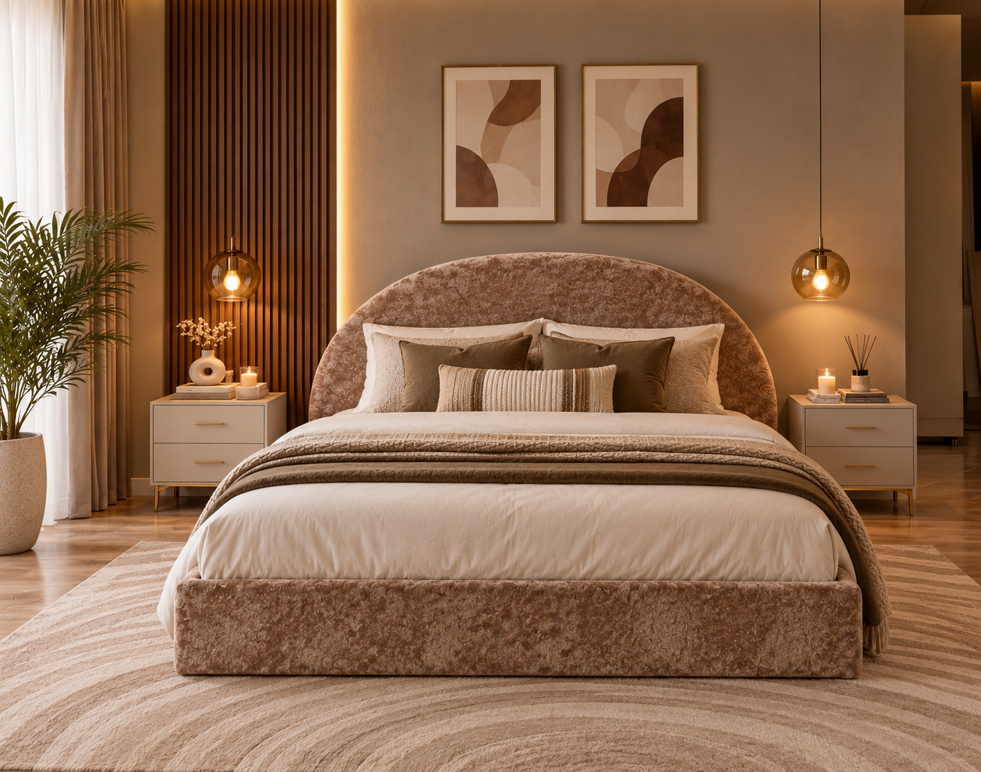 Lit coffre Valentina – Tissu polaire Moka