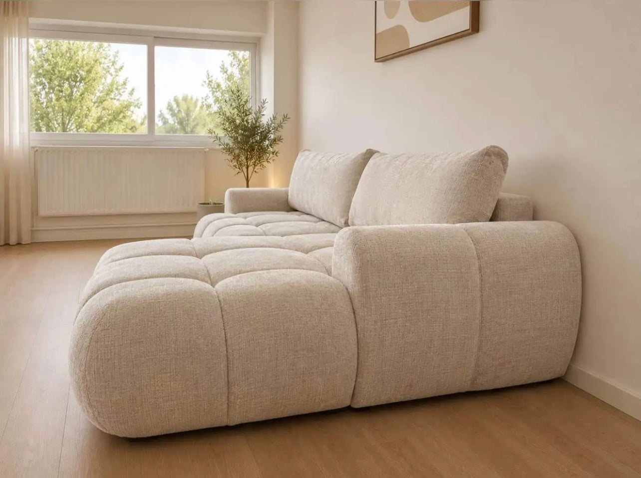 Canapé d’Angle Bubble Leo Convertible – Tissu Marbella Beige