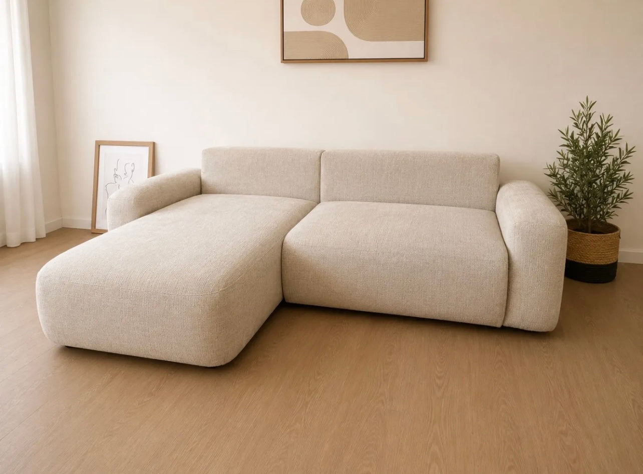 Canapé d’Angle Betis Convertible – Tissu Marbella Beige