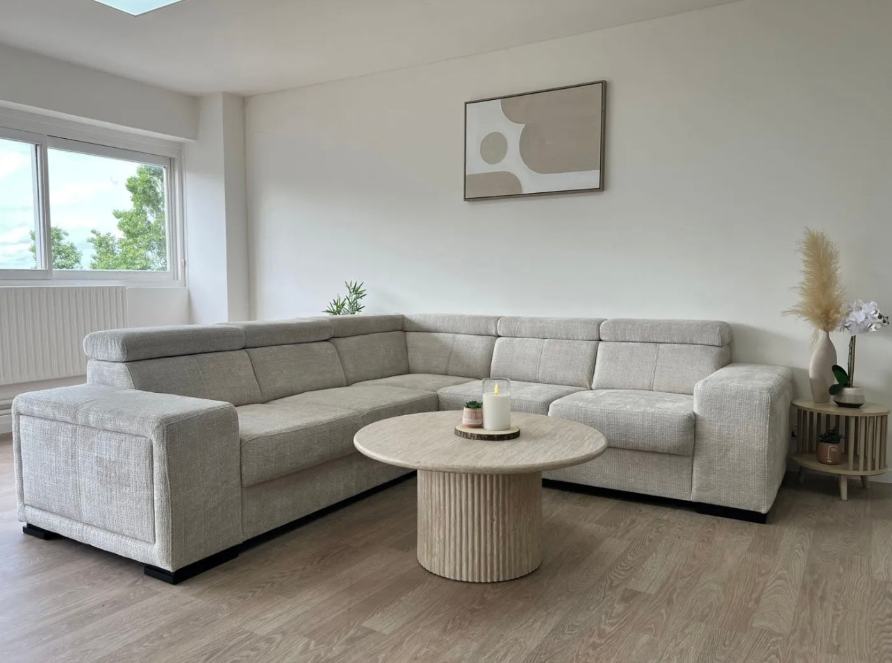 Canapé d’Angle Karola Réversible & Convertible – Tissu Marbella