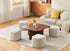 Table Basse Marbella avec 4 Poufs – Effet Noyer  Tissu Marbella