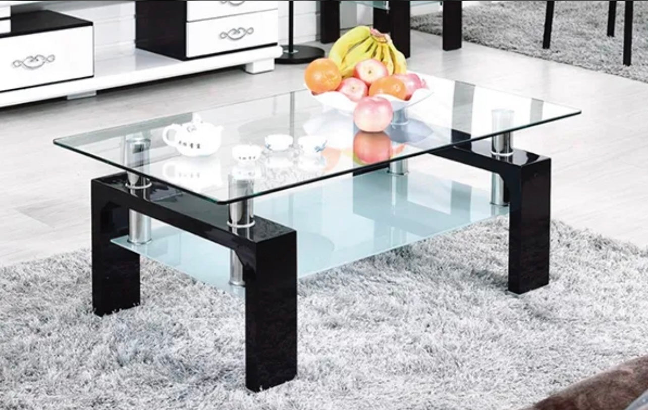 Table basse Gloria – Double plateau en verre