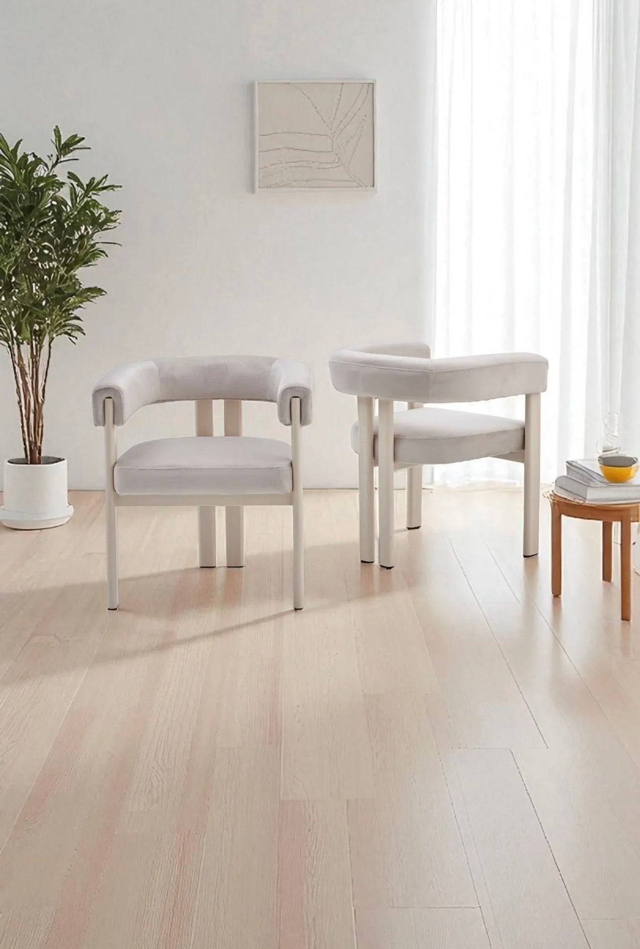 Chaise Liora – Velours anti-tache & pieds effet travertin