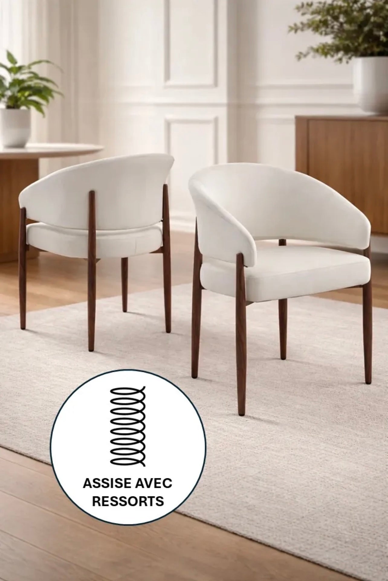 Chaise Charly – Velours anti-tache & confort à ressorts