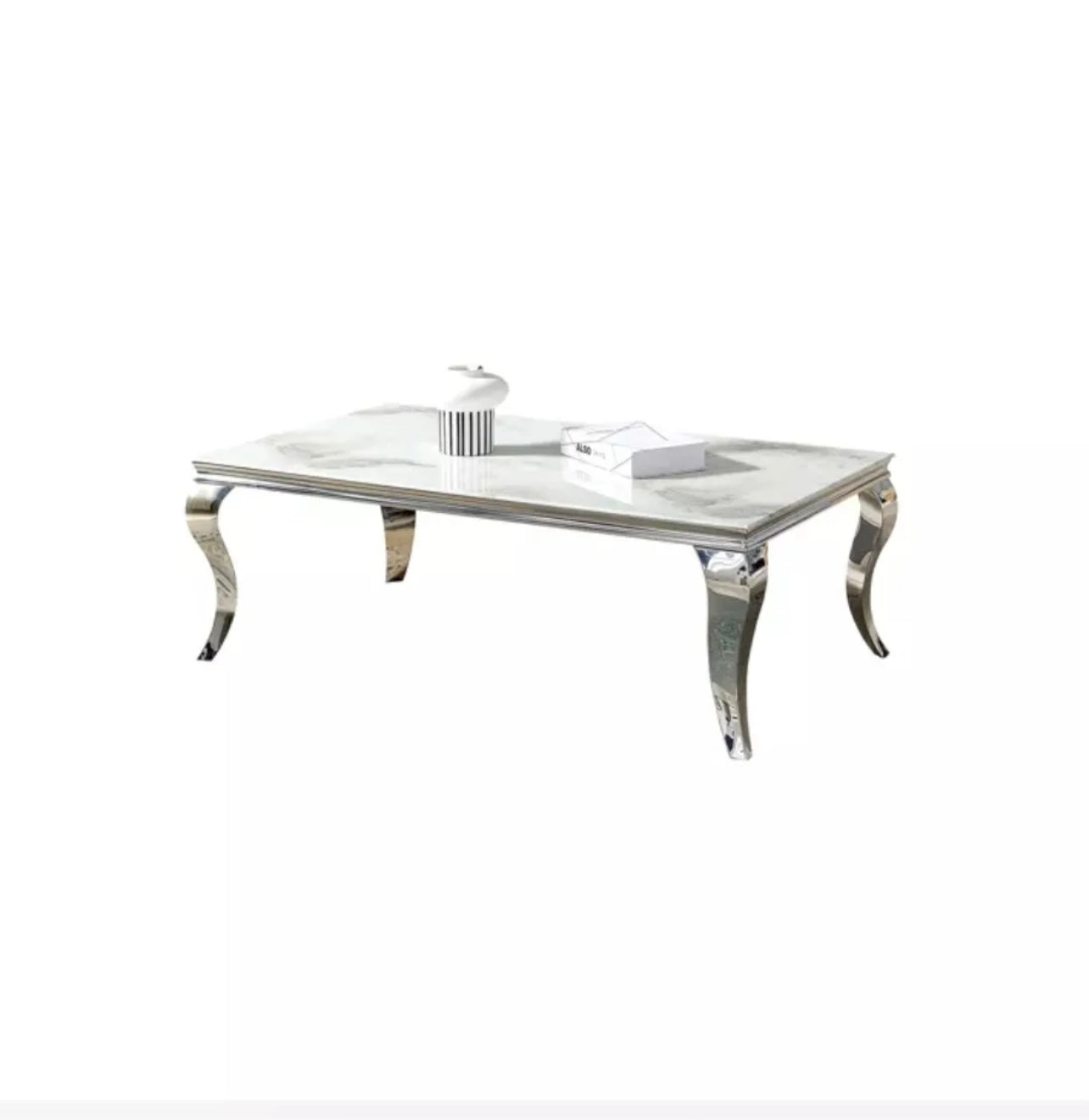 Table basse Baroque – Marbre & Argenté