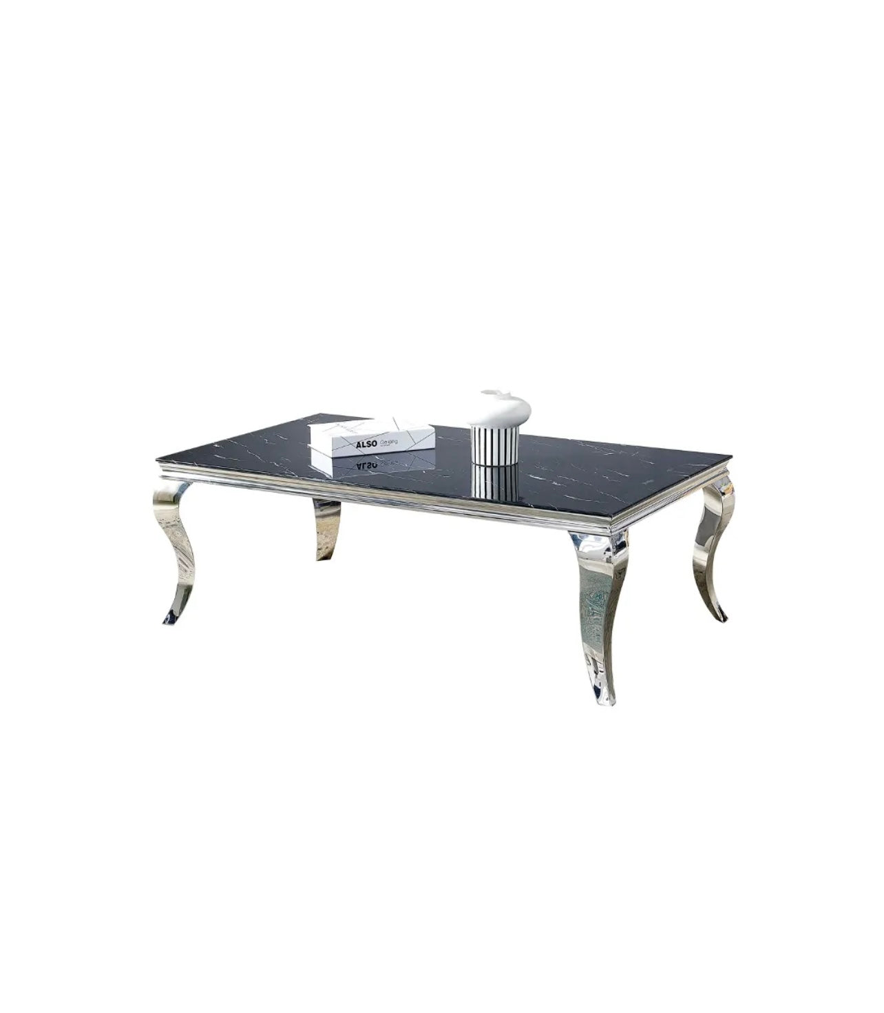 Table basse Baroque – Marbre & Argenté