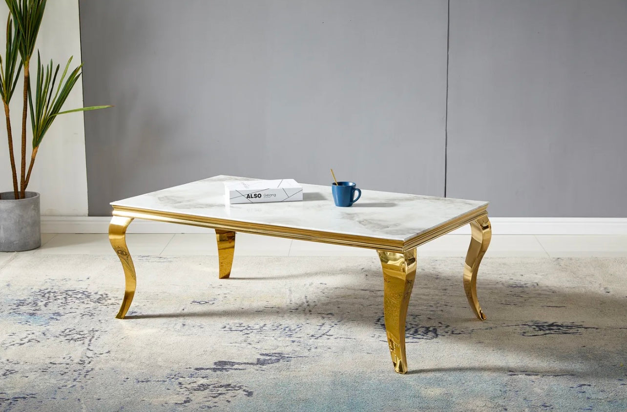 Table basse Baroque – Marbre & Doré