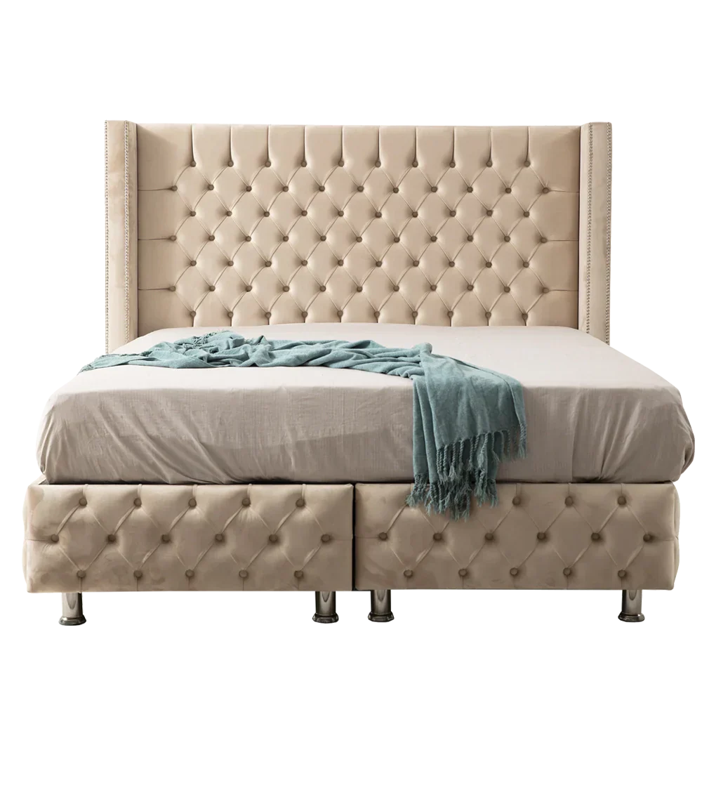Lit Coffre Armony Beige - Confort, Élégance et Fonctionnalité