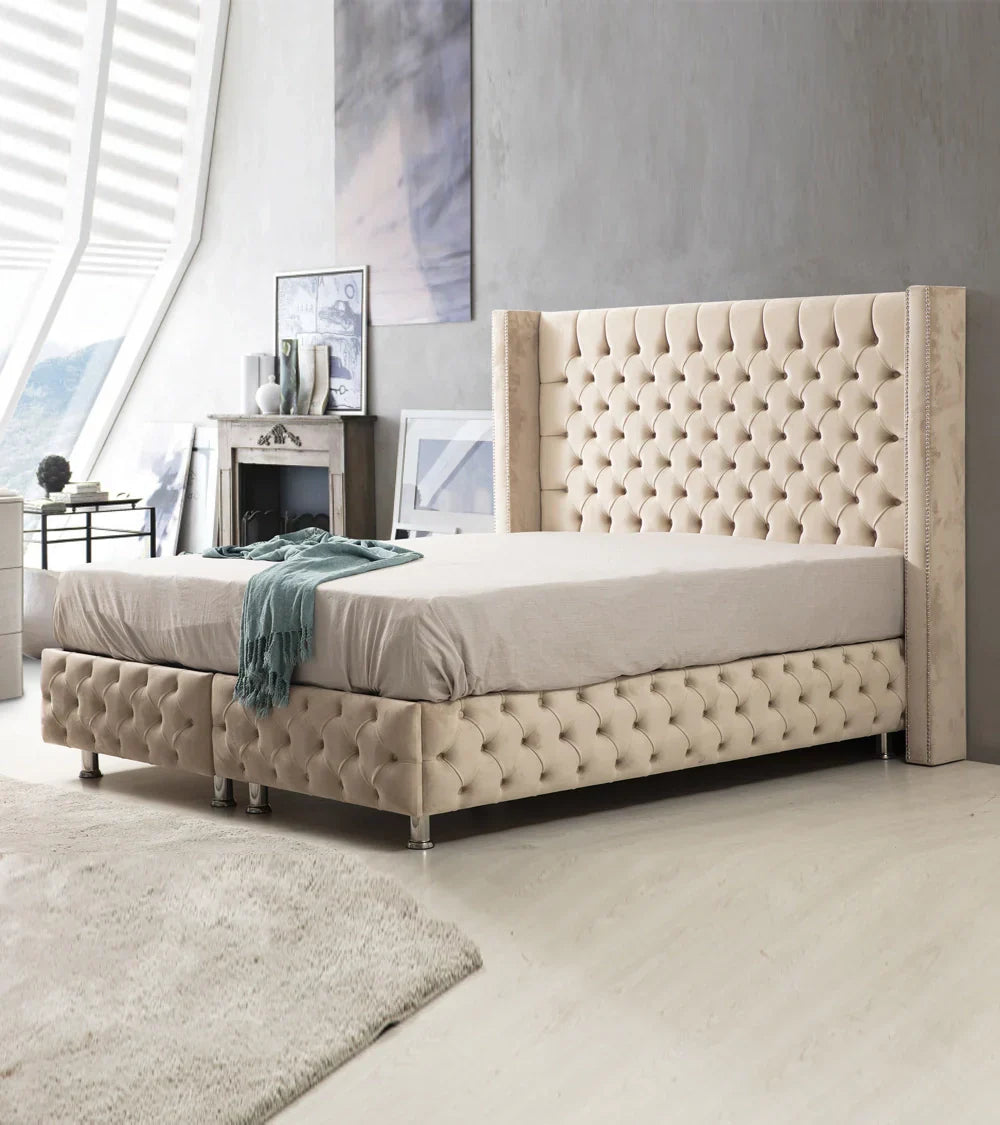 Lit Coffre Armony Beige - Confort, Élégance et Fonctionnalité