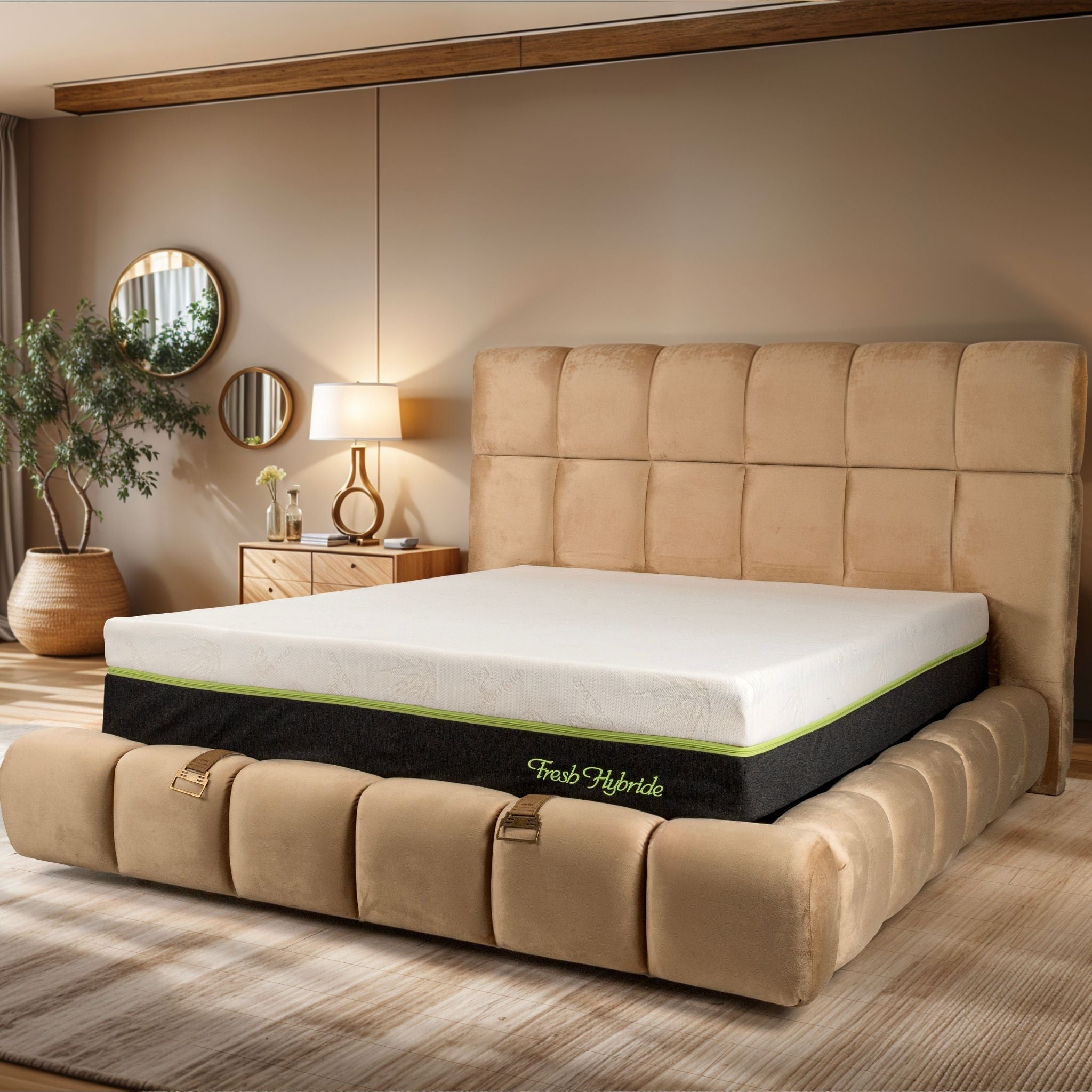 Matelas Fresh Hybride Aloe Vera Angels - 27 cm - Hybride - Confort 5 Zones