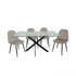 Table à Manger Olivia – Plateau en Verre – Pied Noir – 150 cm